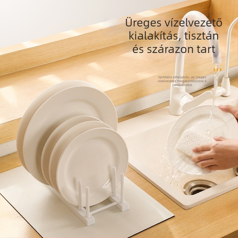 Konyhai edények és tányérok tárolója, műanyag szervező, modern minimalist stílus