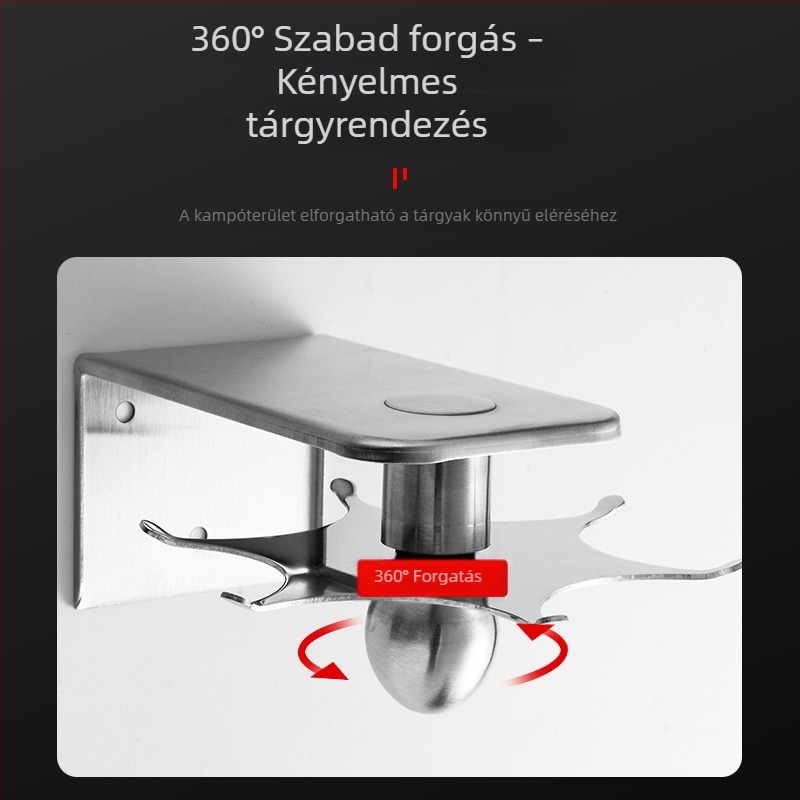 Rozsdamentes acélból készült forgó falikampó – konyhai tároló, többfunkciós, fúrás nélkül