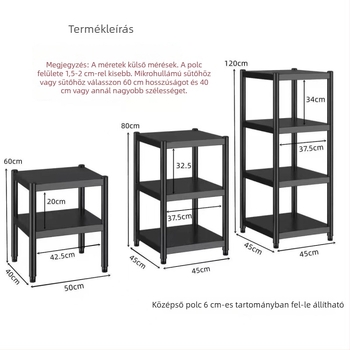 Hatszintes, négyzet alakú álló konyhai tároló edények és fűszerek számára, állítható