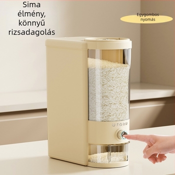 Konyhai gabonatároló doboz nyomásos felosztással, nedvesség- és rovarálló, élelmiszer-minőségű műanyag rizsdoboz, 8–9 L