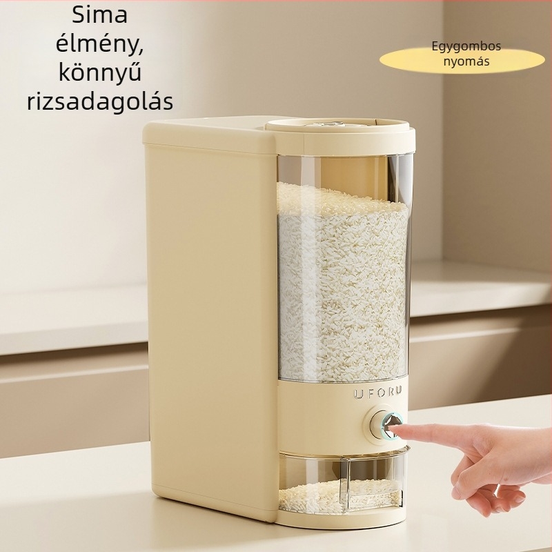 Konyhai gabonatároló doboz nyomásos felosztással, nedvesség- és rovarálló, élelmiszer-minőségű műanyag rizsdoboz, 8–9 L