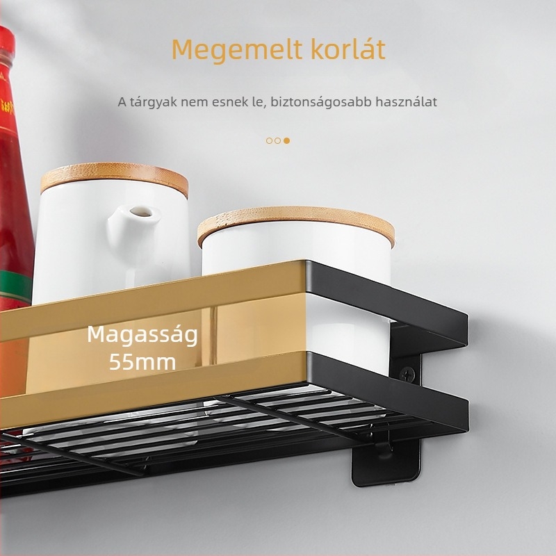 Falihoz rögzíthető, többfunkciós tárolópolc fürdőszobába és konyhába, modern mosdó melletti polc