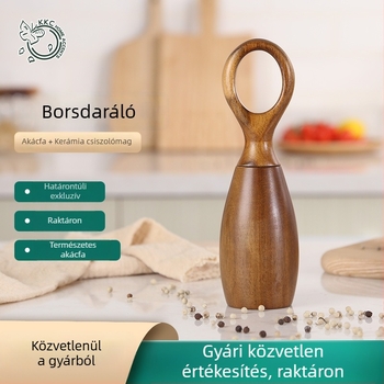 7 hüvelykes tömörfa borsőrlő, kézi akácfa borsőrlő a konyhai fűszerezéshez