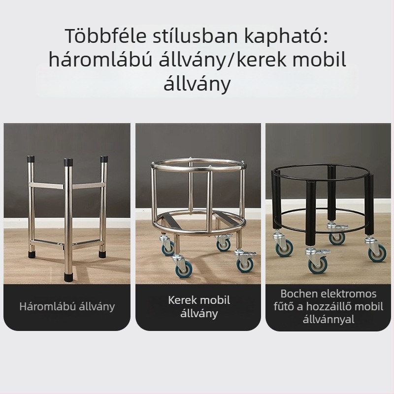 Rozsdamentes acélból készült kereskedelmi levesvödör szigetelt tartó, görgős háromlábú alap konyhai használatra