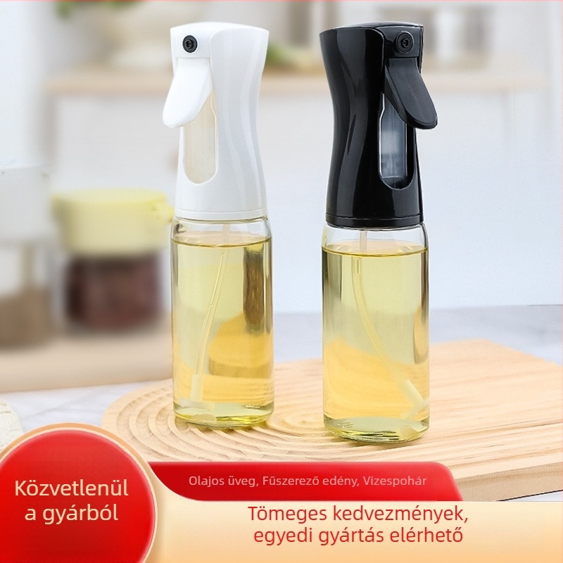 Olajspray üveg, 220 ml, üvegből, konyhai olaj permetező nyomógombos működéssel és olajkontrollal