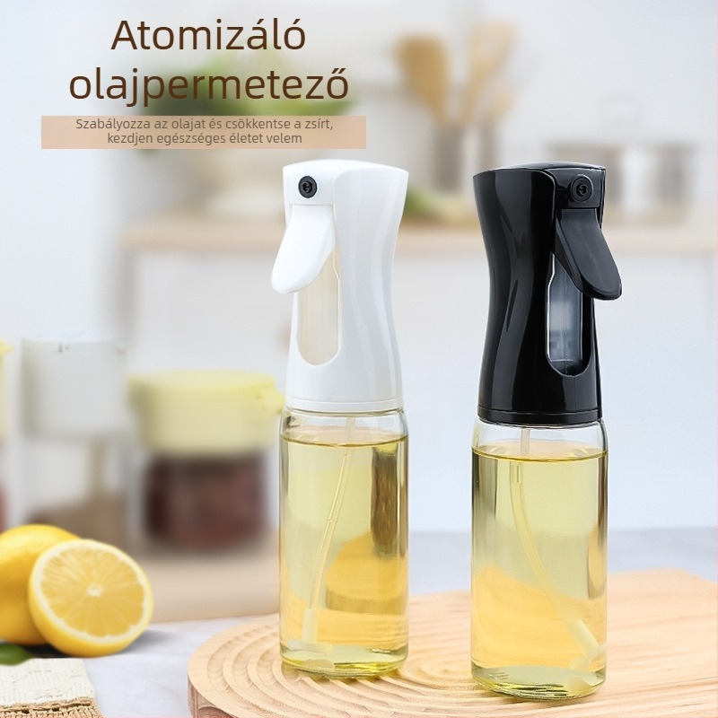 Olajspray üveg, 220 ml, üvegből, konyhai olaj permetező nyomógombos működéssel és olajkontrollal