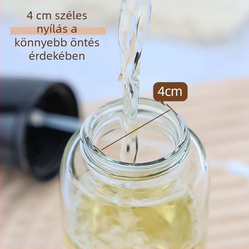 Olajspray üveg, 220 ml, üvegből, konyhai olaj permetező nyomógombos működéssel és olajkontrollal