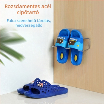 Rozsdamentes acélból készült falra szerelhető cipősszekrény kampókkal - fúrás nélkül, fürdőszoba és konyha