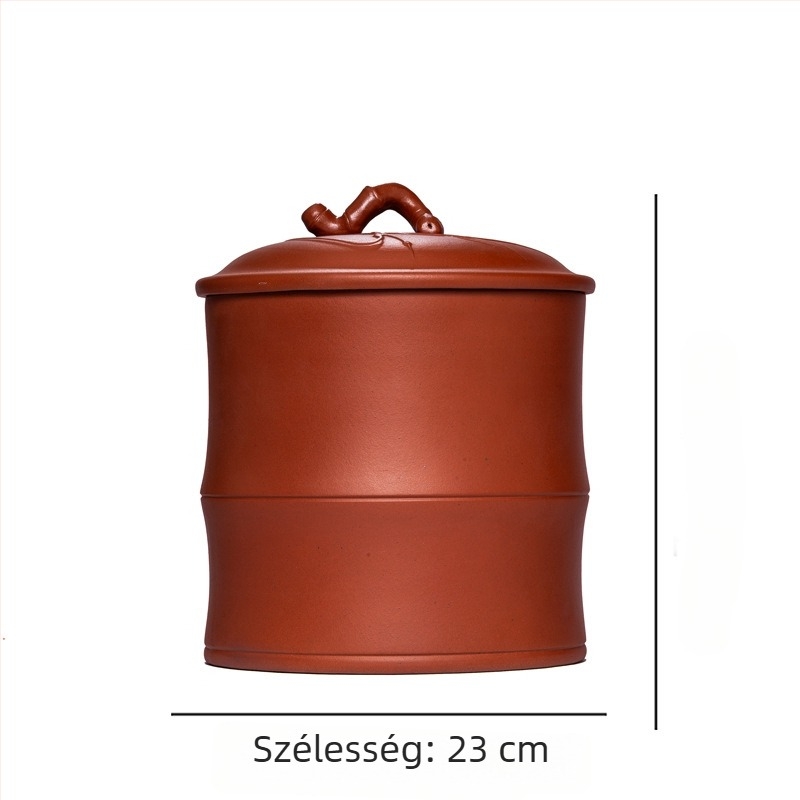 Nagy lila agyag teás tartály Pu'er tea tárolására, zárt üveg és bambusz teázási készlet