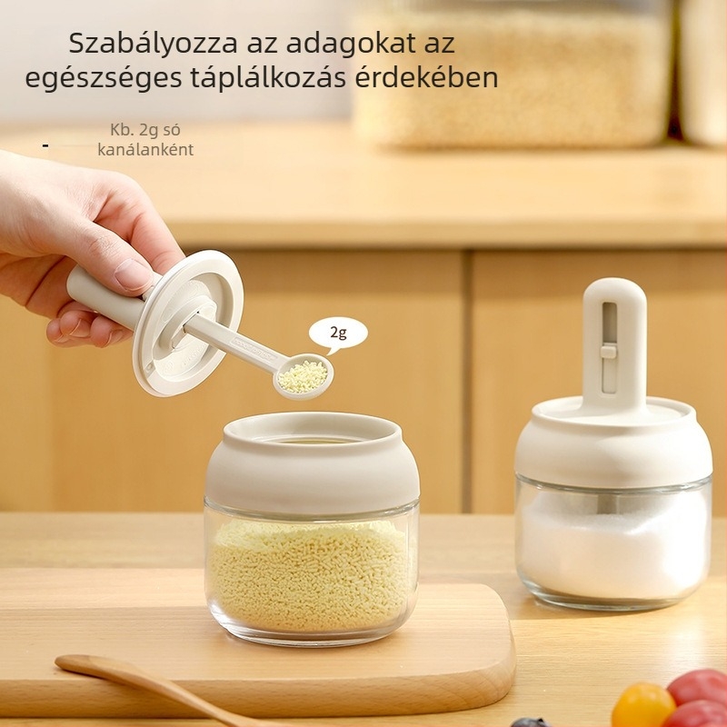 FaSoLa kinyúló fűszertartó integrált kanálfedéllel – zárt konyhai só- és fűszertartó