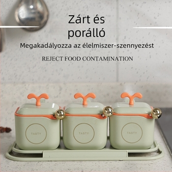 Otthoni konyhai ízesítő készlet szeparált fűszerdobozokkal, só és MSG üvegekkel