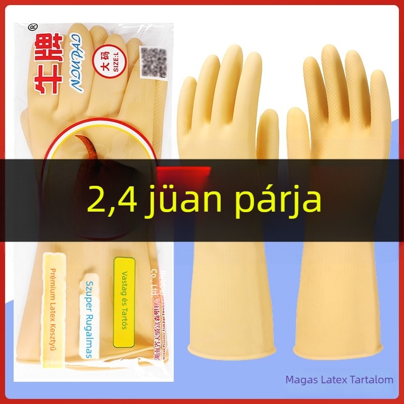 Cow Brand konyhai mosogatáshoz használt latex kesztyűk, kopásállóak és tartósak, nőknek