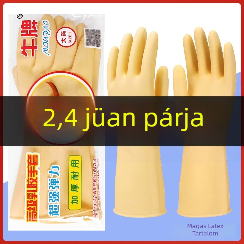 Cow Brand konyhai mosogatáshoz használt latex kesztyűk, kopásállóak és tartósak, nőknek