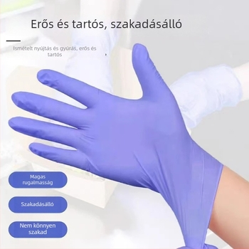 Egyszer használatos lila nitril kesztyűk konyhai tisztításra, élelmiszer-biztonsági minőség, béléssel és megvastagított, mosogatáshoz