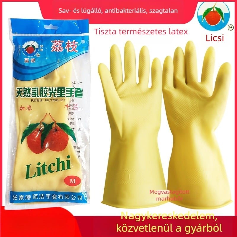 Vastagított latex kesztyűk, vízálló és csúszásmentes, tartós háztartási kesztyűk mosogatáshoz és ruhákhoz