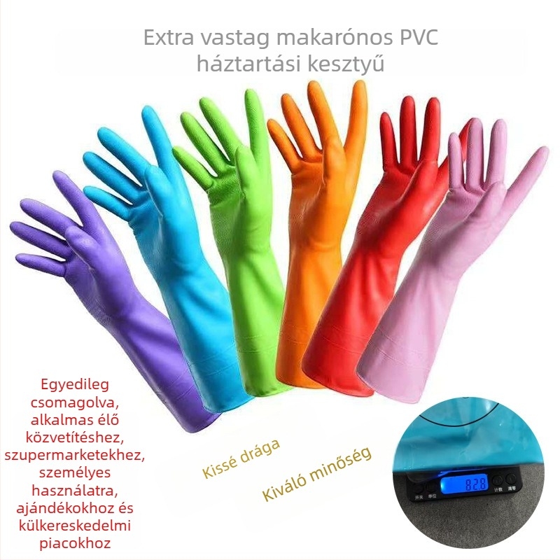 PVC mosogatós kesztyűk, vízállóak, extra vastagok, konyhai feladatokhoz