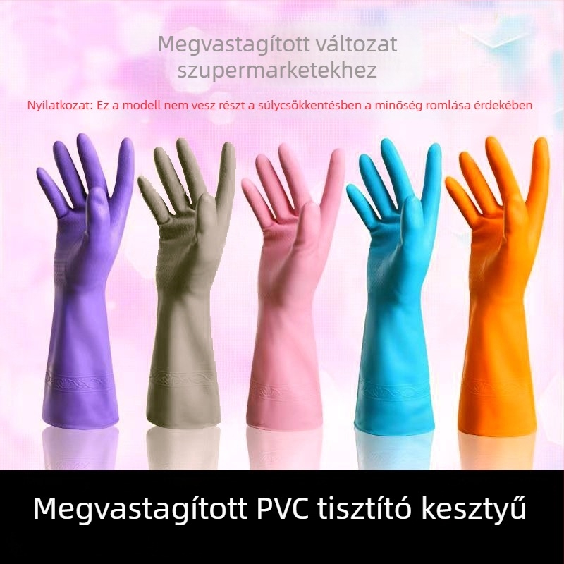 PVC mosogatós kesztyűk, vízállóak, extra vastagok, konyhai feladatokhoz