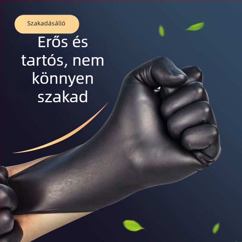 Nitril háztartási kesztyűk, egyszer használatos, PVC, konyhai mosogatáshoz, vízálló, fekete