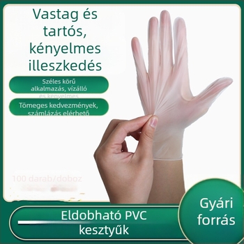 Egyszer használatos PVC kesztyűk, élelmiszer-minőségű, pormentes, takarításra és mosogatáshoz, 100 darab