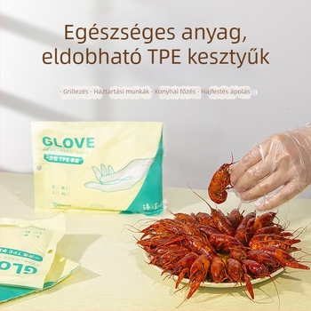 Egyszer használatos TPE kesztyűk zacskóban, rugalmasak és vastagabbak, többfunkciós háztartási és konyhai tisztításhoz
