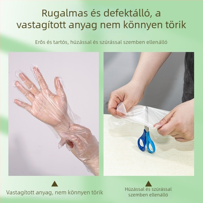 Egyszer használatos TPE kesztyűk zacskóban, rugalmasak és vastagabbak, többfunkciós háztartási és konyhai tisztításhoz