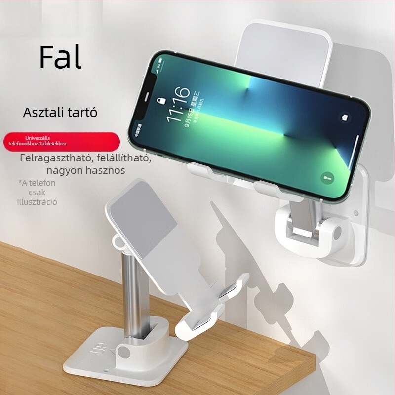 Összecsukható falra szerelhető telefontartó, teleszkópos, rezgésálló, konyha és fürdőszoba számára