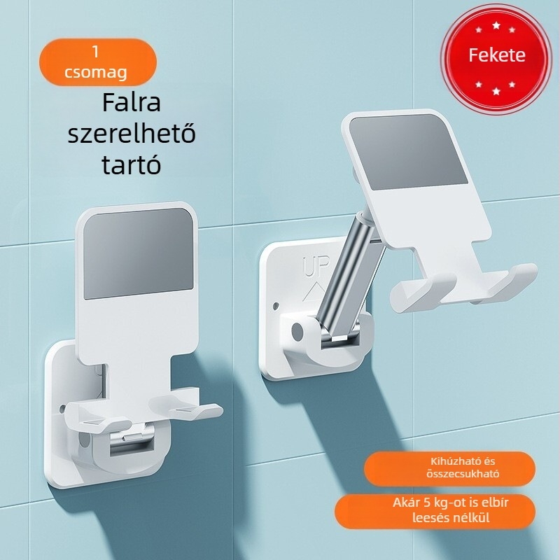 Összecsukható falra szerelhető telefontartó, teleszkópos, rezgésálló, konyha és fürdőszoba számára
