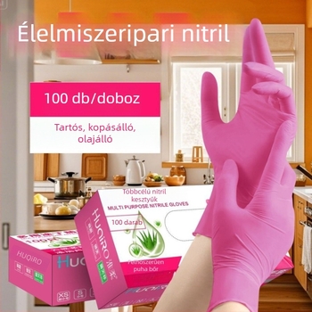 Egyszer használatos nitril kesztyűk, élelmiszer-minőségű, tartósak, háztartási használatra, konyhai tisztítás és mosogatás, vízálló
