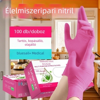 Egyszer használatos nitril kesztyűk, élelmiszer-minőségű, tartósak, háztartási használatra, konyhai tisztítás és mosogatás, vízálló