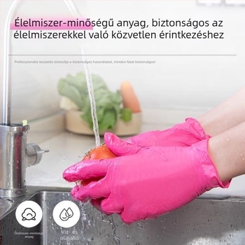 Egyszer használatos nitril kesztyűk, élelmiszer-minőségű, tartósak, háztartási használatra, konyhai tisztítás és mosogatás, vízálló