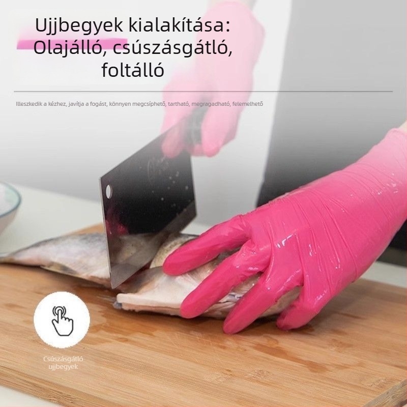 Egyszer használatos nitril kesztyűk, élelmiszer-minőségű, tartósak, háztartási használatra, konyhai tisztítás és mosogatás, vízálló