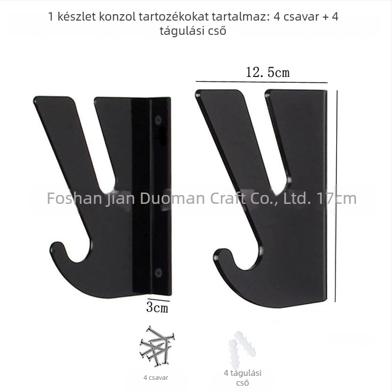 Két szintű akril falra szerelhető gördeszka kiállító állvány, hosszú deszkák tárolására, modern minimalist stílus