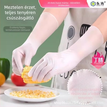 Dongtao 8700 Egyszer használatos nitril kesztyűk, gyémánt mintázat, hosszított hosszúságú, tartós mosogatáshoz és háztartási tisztításhoz, latex, élelmiszer-minőség