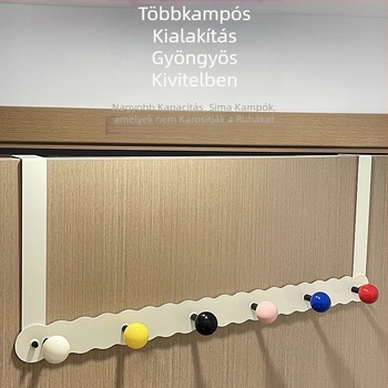 Ajtóra rögzíthető, ragasztós kampó, 5 kg teherbírás, fürdőszoba és konyha