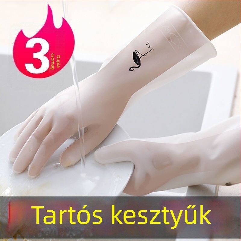 Mosogatós kesztyűk, hosszúak és vastagok, vízálló és kopásálló, PVC alapú gumiból