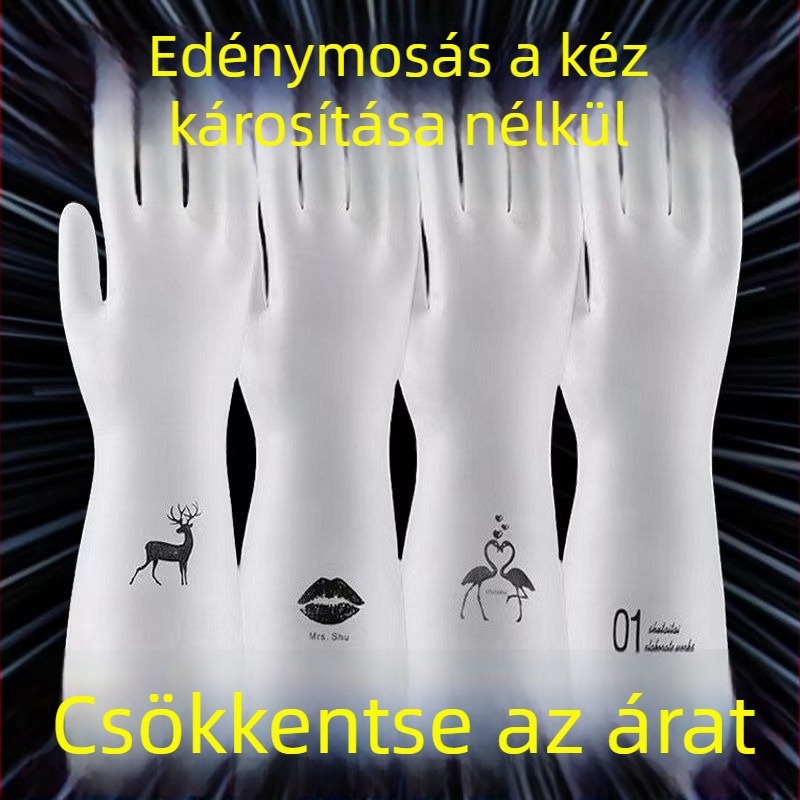 Mosogatós kesztyűk, hosszúak és vastagok, vízálló és kopásálló, PVC alapú gumiból