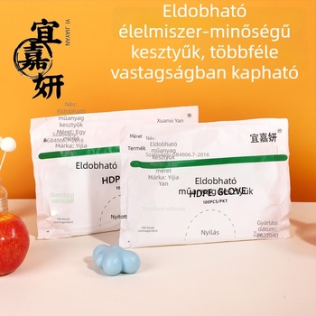 Egyszer használatos élelmiszer-minőségű kesztyűk konyhához, mosogatáshoz, főzéshez, cateringhez és sütéshez, vastagabb TPE.