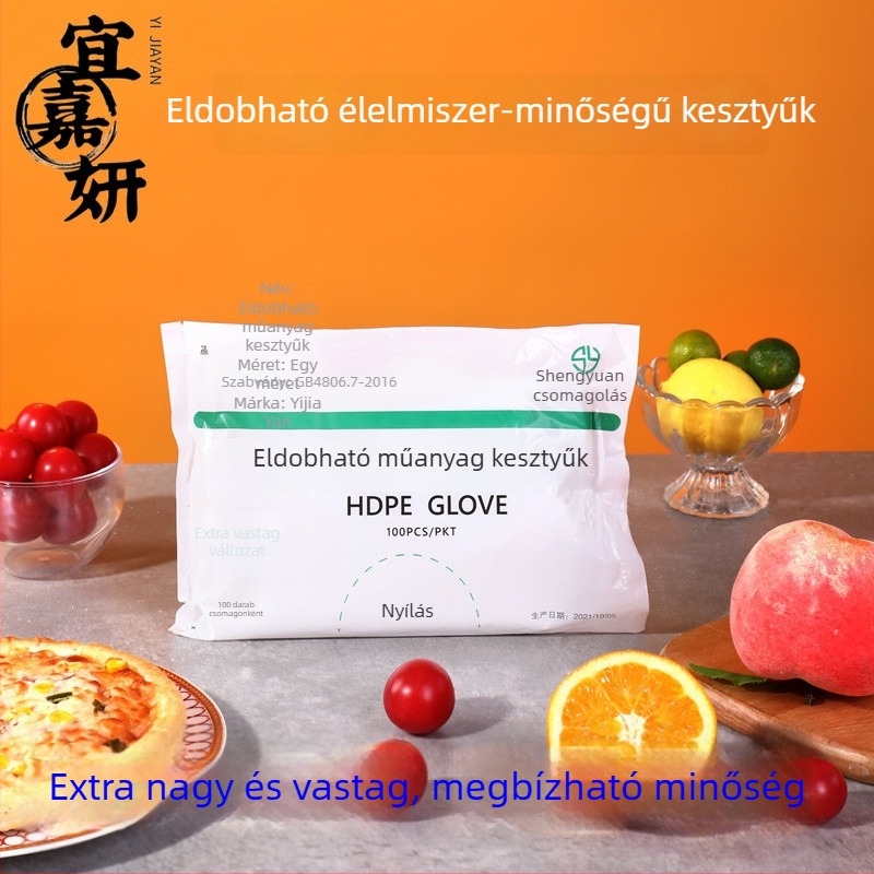 Egyszer használatos élelmiszer-minőségű kesztyűk konyhához, mosogatáshoz, főzéshez, cateringhez és sütéshez, vastagabb TPE.
