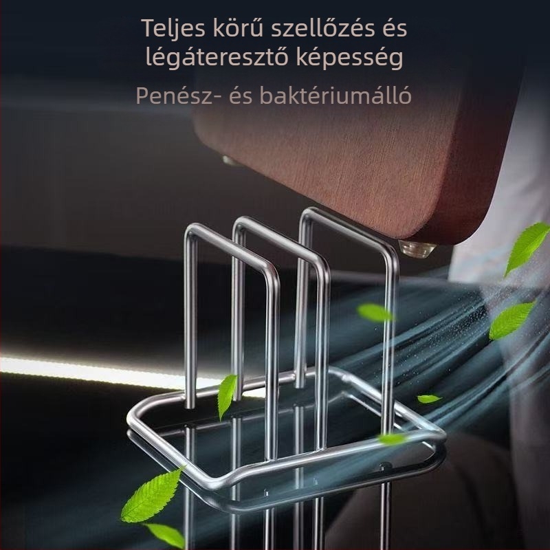 Rozsdamentes acél konyhai vágódeszka tartó – multifunkcionális rendező a munkalaphoz, fedők és csöpögtetés tárolására