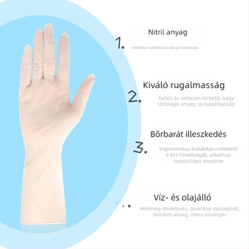 Tuofeng eldobható nitril kesztyűk, vastított, tartós, vízálló, mosogatáshoz otthon, élelmiszer-minőségű, csúszásmentes