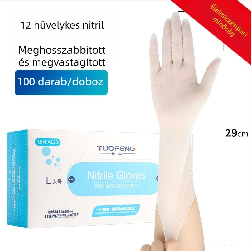 Tuofeng eldobható nitril kesztyűk, vastított, tartós, vízálló, mosogatáshoz otthon, élelmiszer-minőségű, csúszásmentes