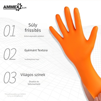 Aomas egyszer használatos nitril kesztyűk, extra vastagok, narancssárgák, pormentesek, csúszásmentesek, gyárak, gépjavítás, tudományos kutatások és otthoni használat számára