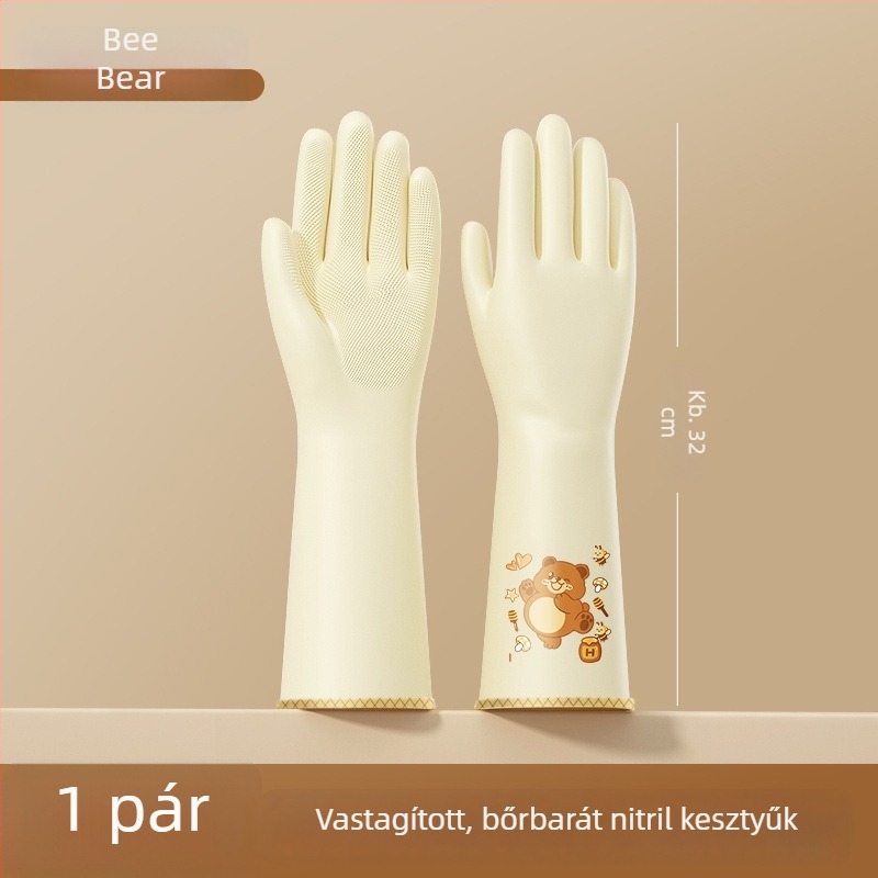Nitril védőkesztyűk konyhára, vízállóak és tartósak, 32 cm hosszúak, főzéshez, mosogatáshoz és takarításhoz