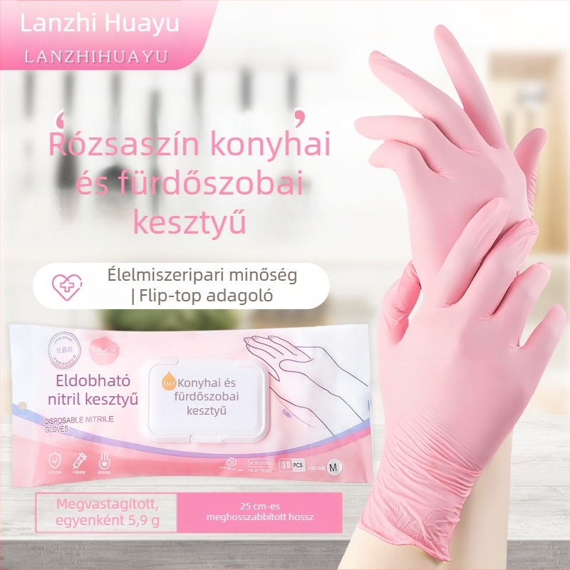 Egyszer használatos nitril kesztyűk, élelmiszer-minőségű, vízálló, strapabíró, konyhai és catering felhasználásra