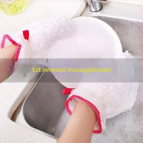 Vastag fleece-béléssel készült mosogatós kesztyű bambuszrostból, olajálló és csúszásmentes