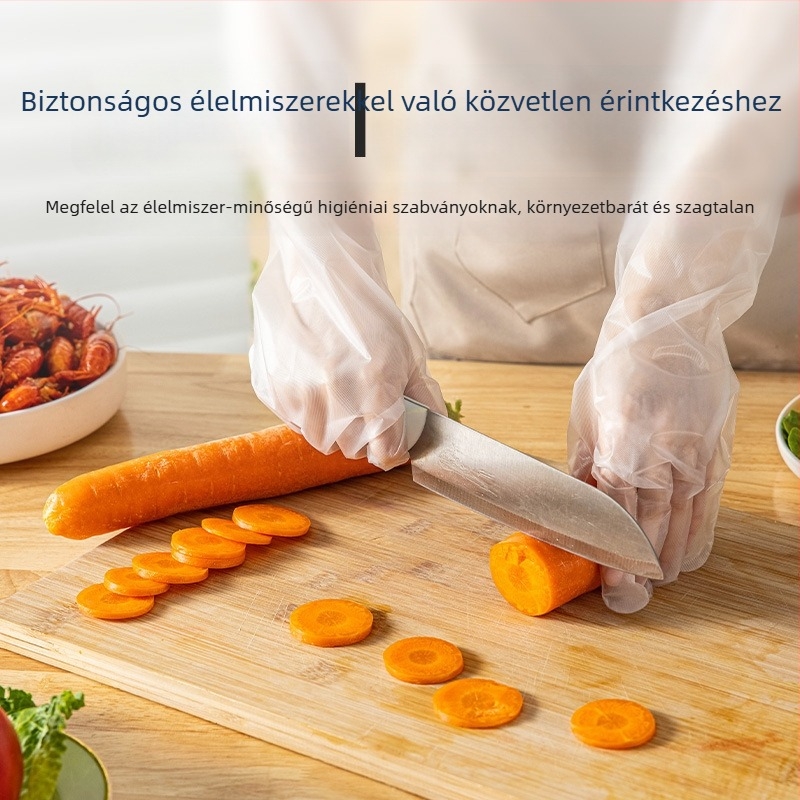 Hosszabbított egyszer használatos kesztyűk, vastagított, átlátszó, csúszásmentes, catering- és élelmiszer-kezelésre, mosogatásra és mosásra, téli használatra
