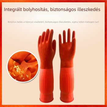 Női fleece béléses vastag latex kesztyűk, vízállóak téli használatra, konyhai mosogatáshoz és háztartási feladatokhoz