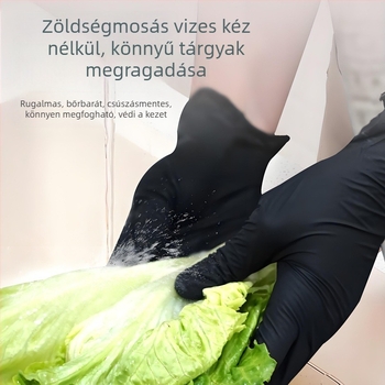 Élelmiszer-minőségű fekete nitril egyszer használatos kesztyűk, cateringhez, konyhához és háztartási feladatokhoz, pormentes