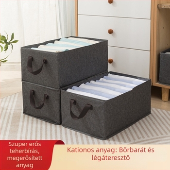 Acélvázas textile tároló doboz, többszintű, egymásra tehető ruhákhoz és egyéb kellékekhez, 25 L, 47×28×20 cm, logóval