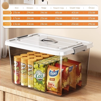 Nagy kapacitású háztartási tároló doboz, porvédett snack- és italtároló, többfunkciós vastag tároló doboz